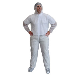 Cordova White Polypropylene Coverall With Hood & Boots, Zipper Front, Elastic at Hood, Boots, Wrists & Ankles - COHB55XXL