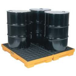 4-Drum Modular Platforms, Yellow, 10,000 lbs, 30 gal/side, 51 1/2 in x 52 1/2 in - 258-1634 - Eagle Mfg