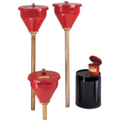 Large Funnel w/Self-Closing Cover; Safety Drum Funnel w/Brass Flame Arrestor - 400-08207 - Justrite