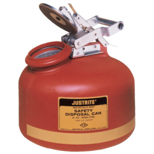 Red Liquid Disposal Cans, Flammable Waste Can, 5 gal, Red, Stainless Steel - 400-14765 - Justrite